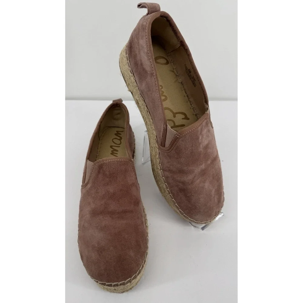 Sam Edelman Suede Espadrille Flats Womens 9M EU 39 Pink Blush Mauve Slip On Shoe